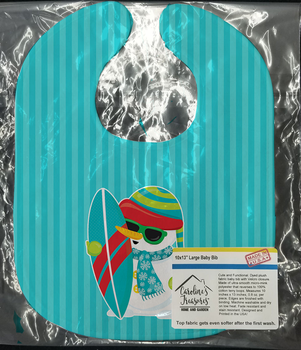 Beach Snowman Surfer Baby Bib BB9076BIB - the-store.com