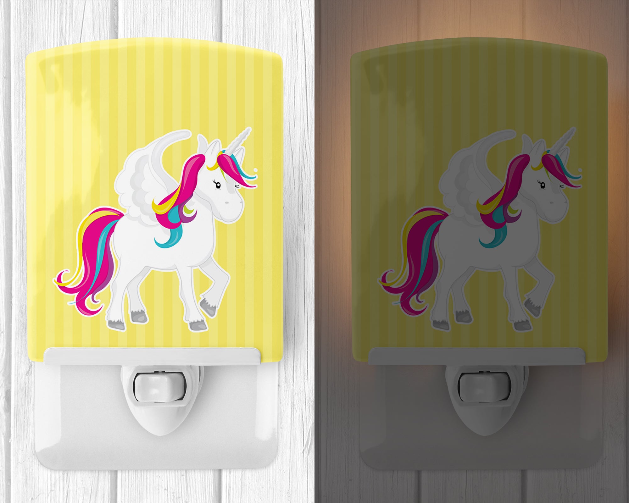 Unicorn Yellow Stripes #2 Ceramic Night Light BB9091CNL - the-store.com