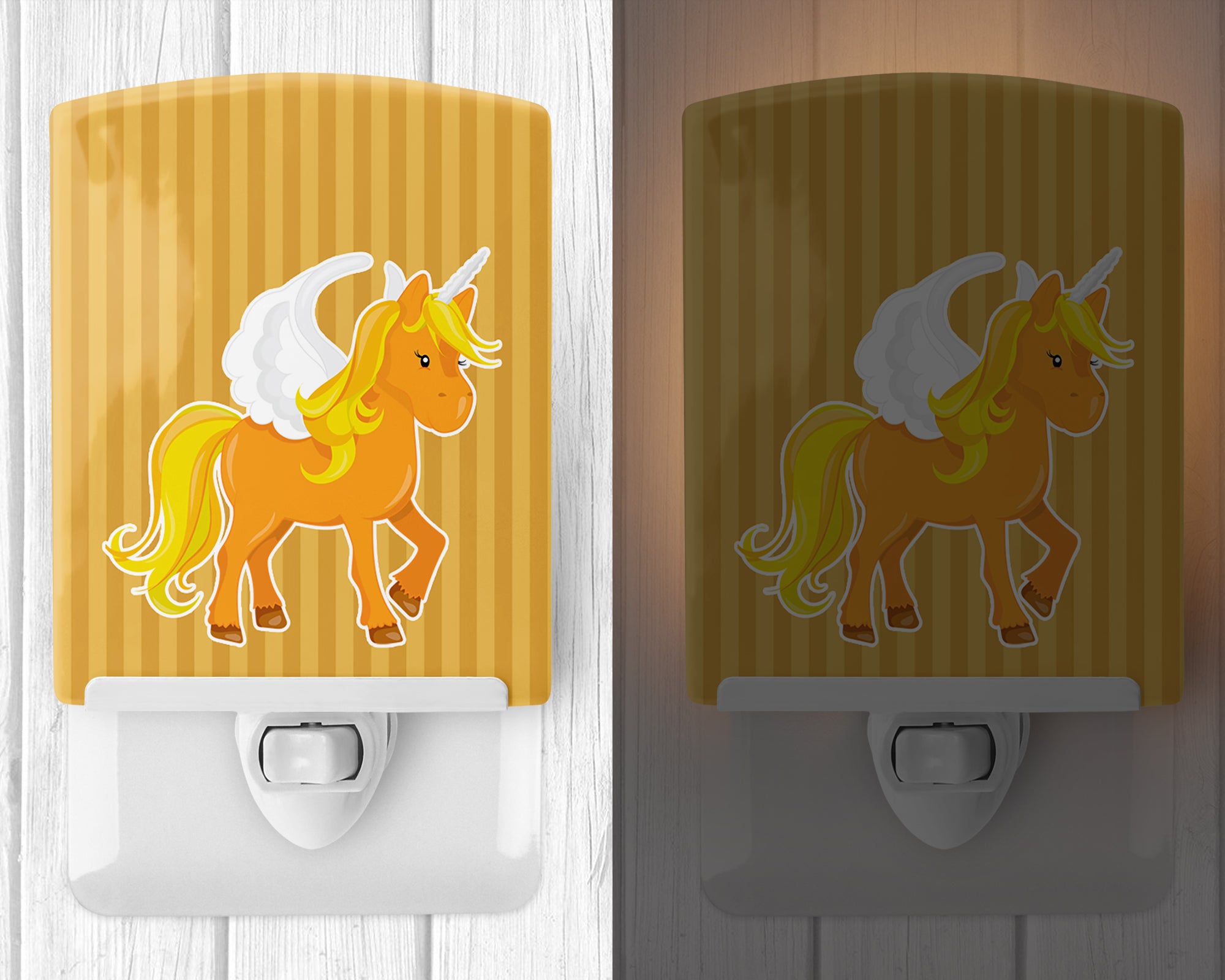 Unicorn Orange Stripes Ceramic Night Light BB9092CNL - the-store.com