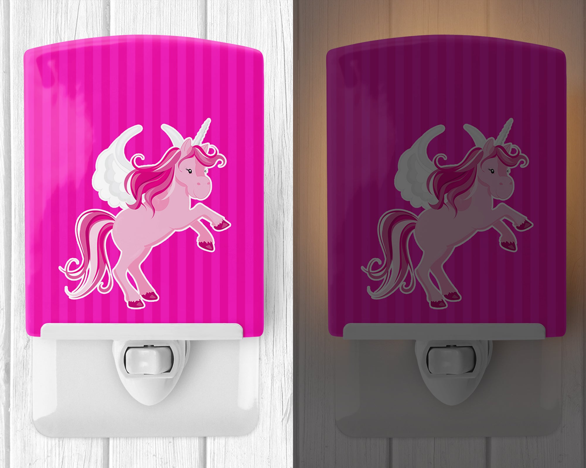 Unicorn Pink Stripes #2 Ceramic Night Light BB9093CNL - the-store.com