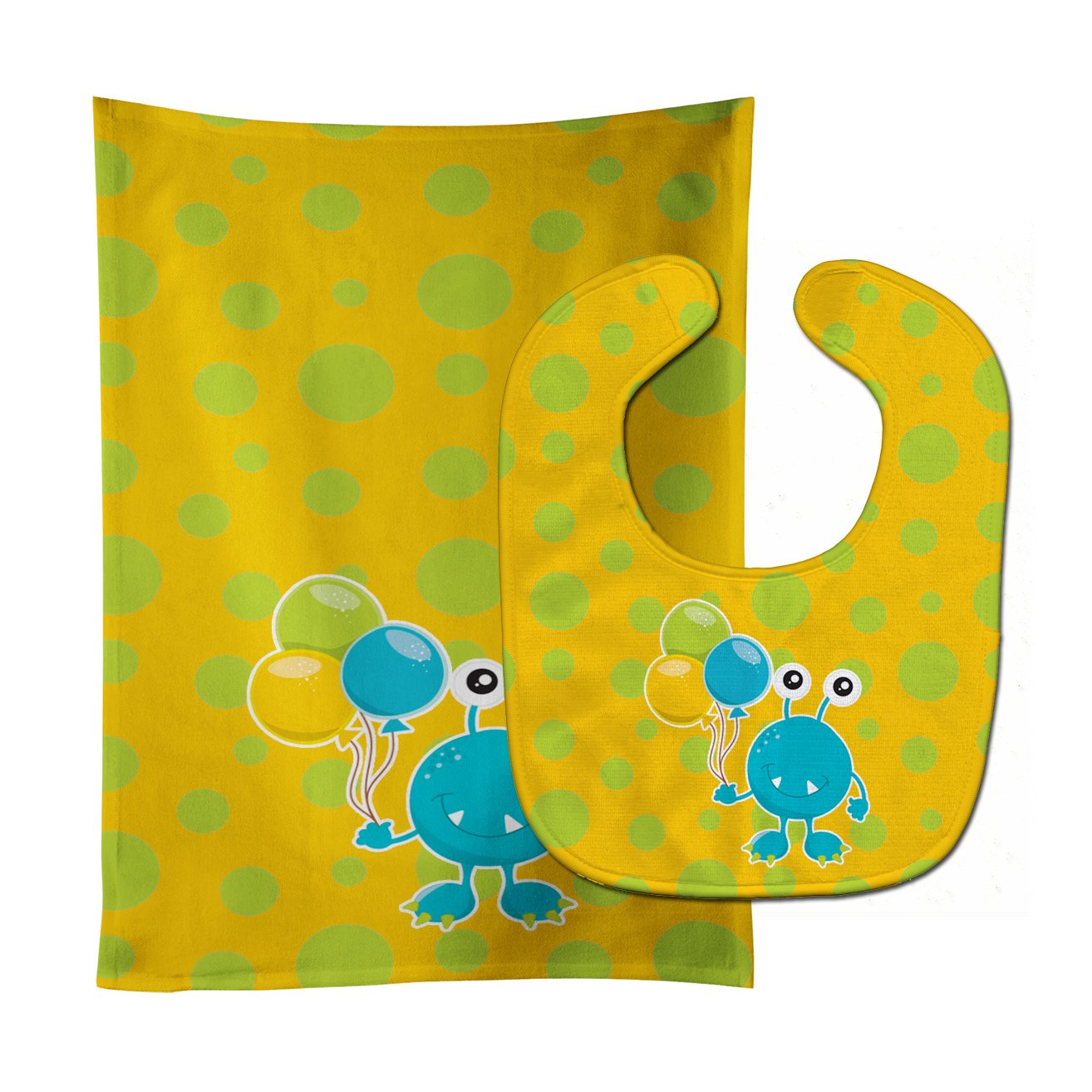 Birthday Monster with Balloons Baby Bib & Burp Cloth BB9096STBU by Caroline's Treasures