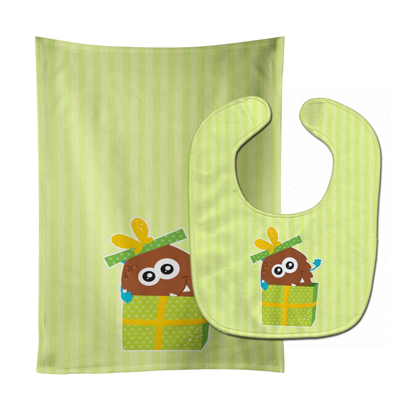 Birthday Monster Present Baby Bib & Burp Cloth BB9099STBU by Caroline's Treasures