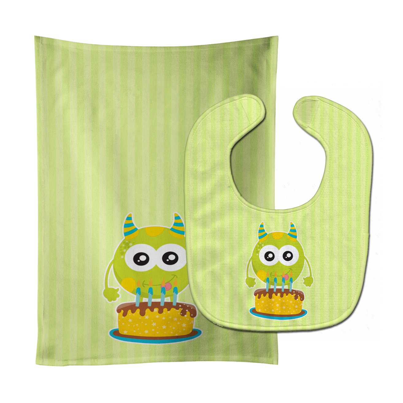 Birthday Monster Cake Baby Bib & Burp Cloth BB9101STBU by Caroline's Treasures