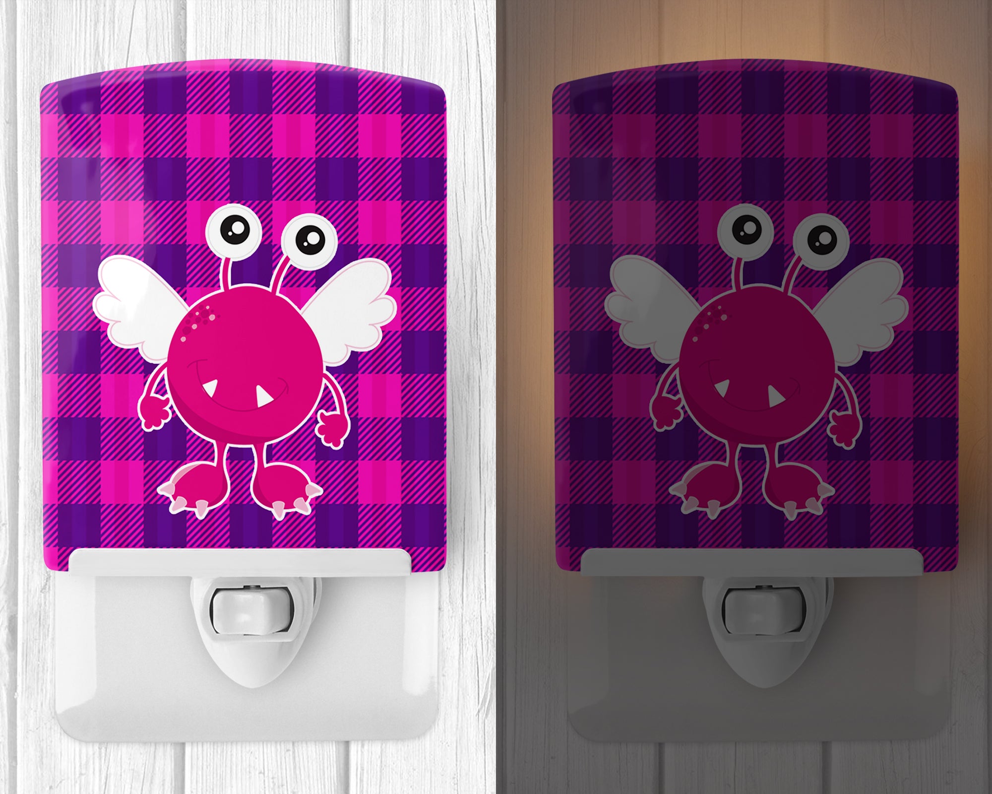 Monster Angel on Plaid Ceramic Night Light BB9118CNL - the-store.com