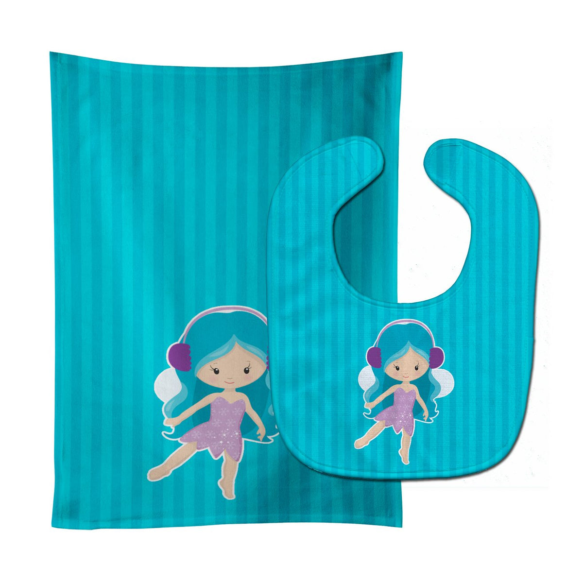 Blue Haired Fairy Baby Bib &amp; Burp Cloth BB9147STBU by Caroline&#39;s Treasures