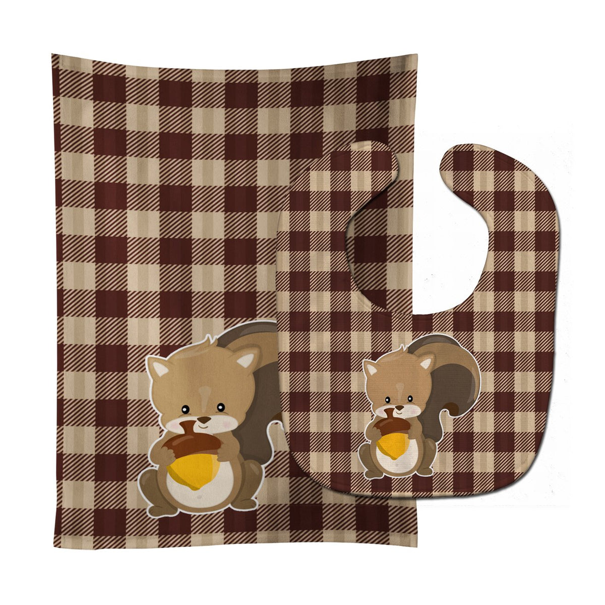 Squirrel Baby Bib &amp; Burp Cloth BB9169STBU by Caroline&#39;s Treasures