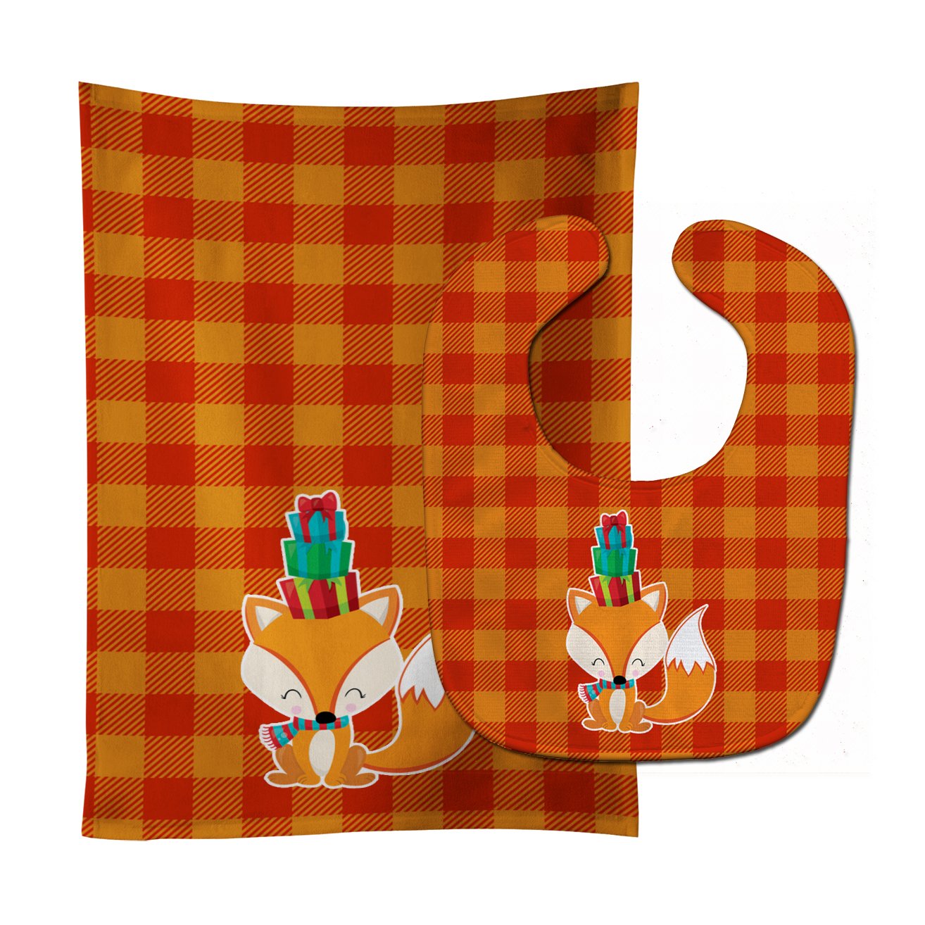 Christmas Fox Baby Bib & Burp Cloth BB9173STBU by Caroline's Treasures