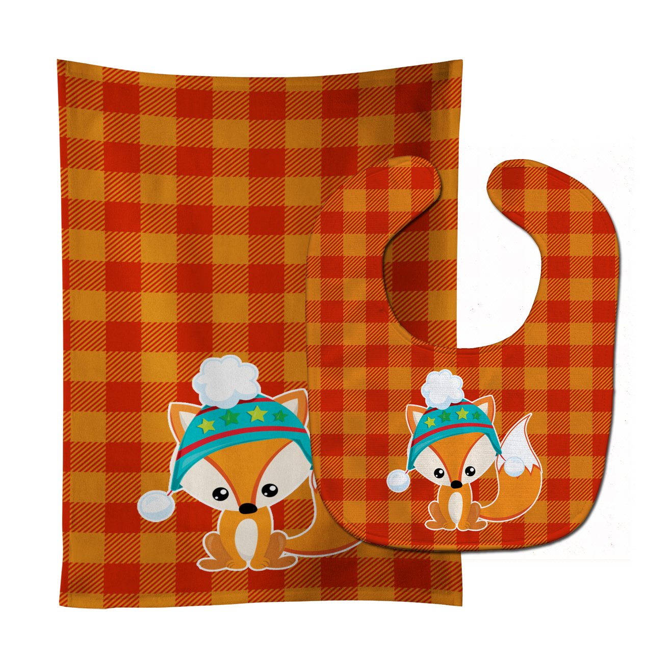 Christmas Fox #2 Baby Bib & Burp Cloth BB9174STBU by Caroline's Treasures