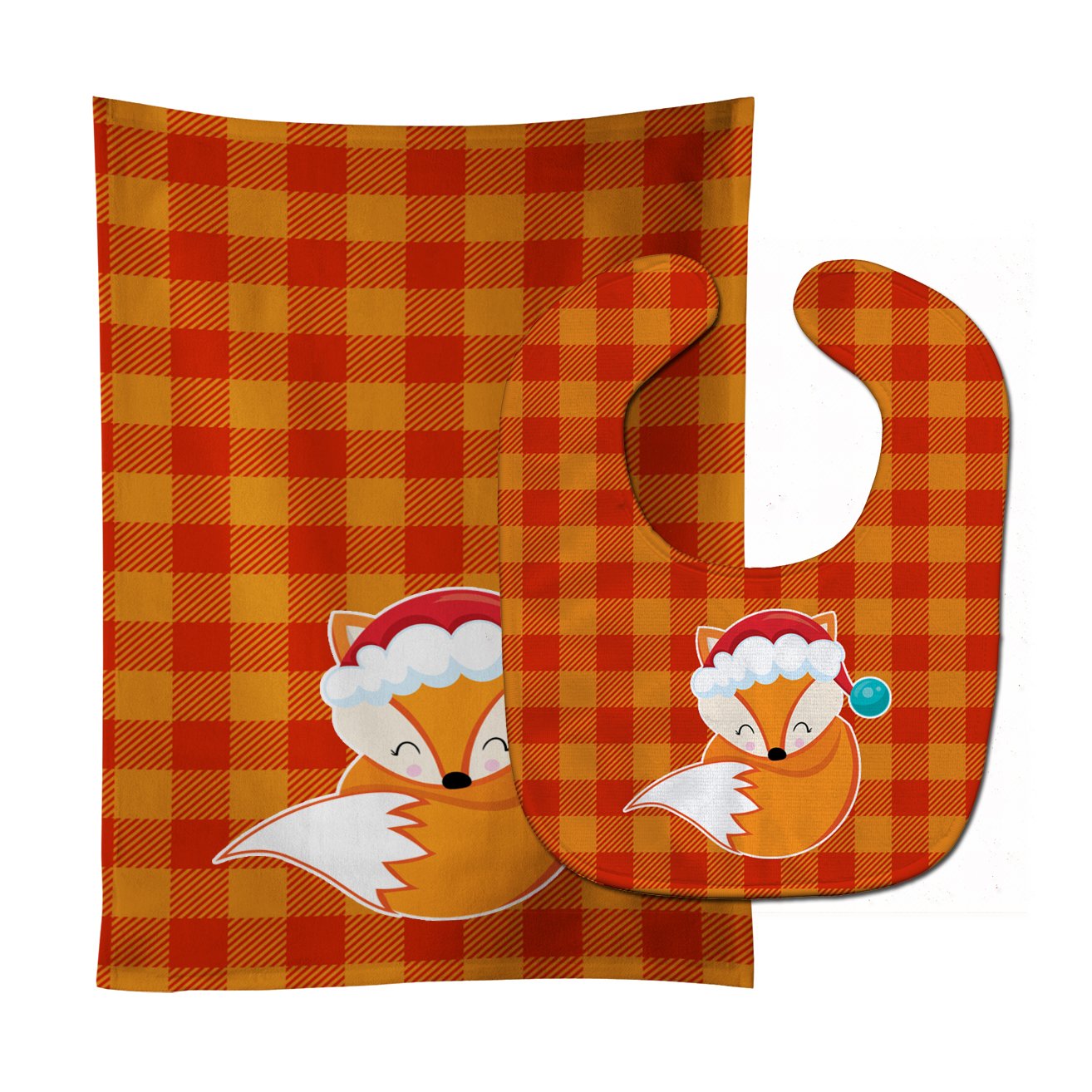 Christmas Fox #3 Baby Bib & Burp Cloth BB9175STBU by Caroline's Treasures