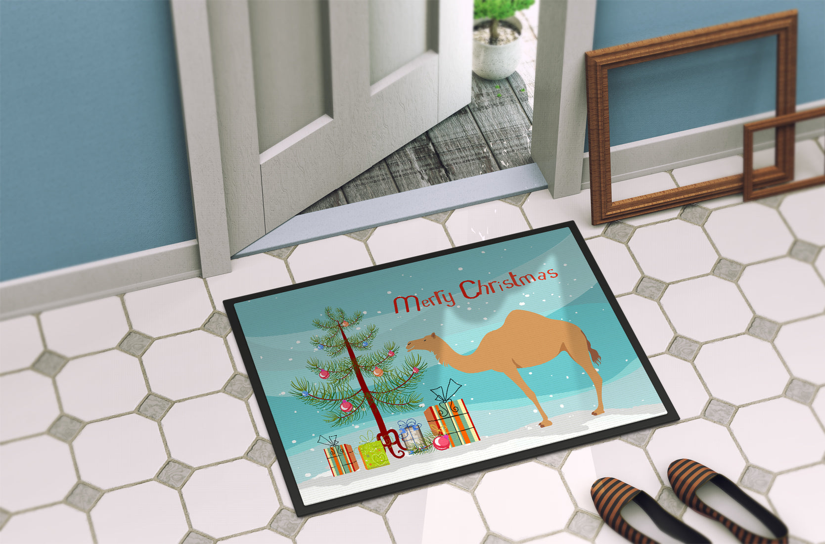 Arabian Camel Dromedary Christmas Indoor or Outdoor Mat 18x27 BB9184MAT - the-store.com