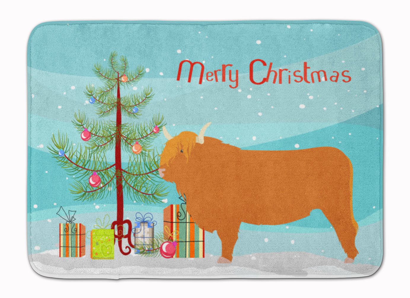 Highland Cow Christmas Machine Washable Memory Foam Mat BB9187RUG - the-store.com