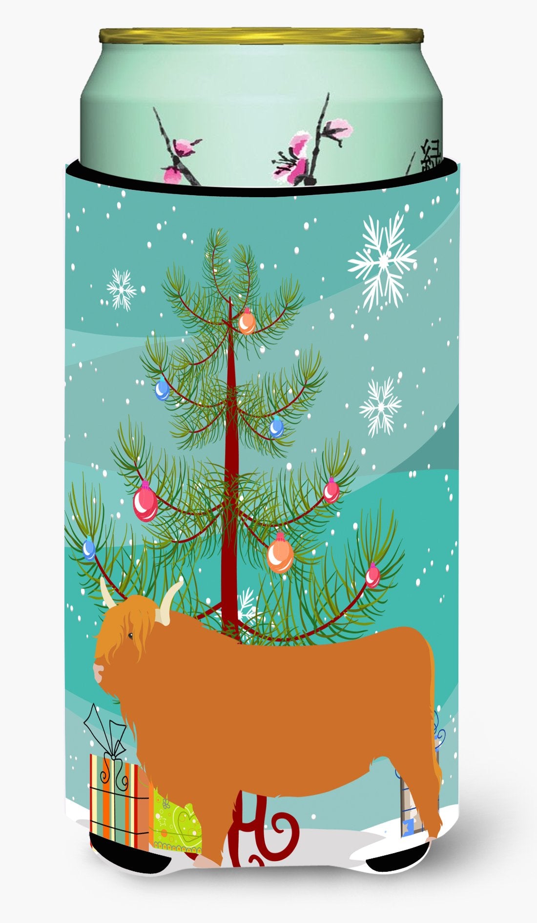 Highland Cow Christmas Tall Boy Beverage Insulator Hugger BB9187TBC by Caroline&#39;s Treasures