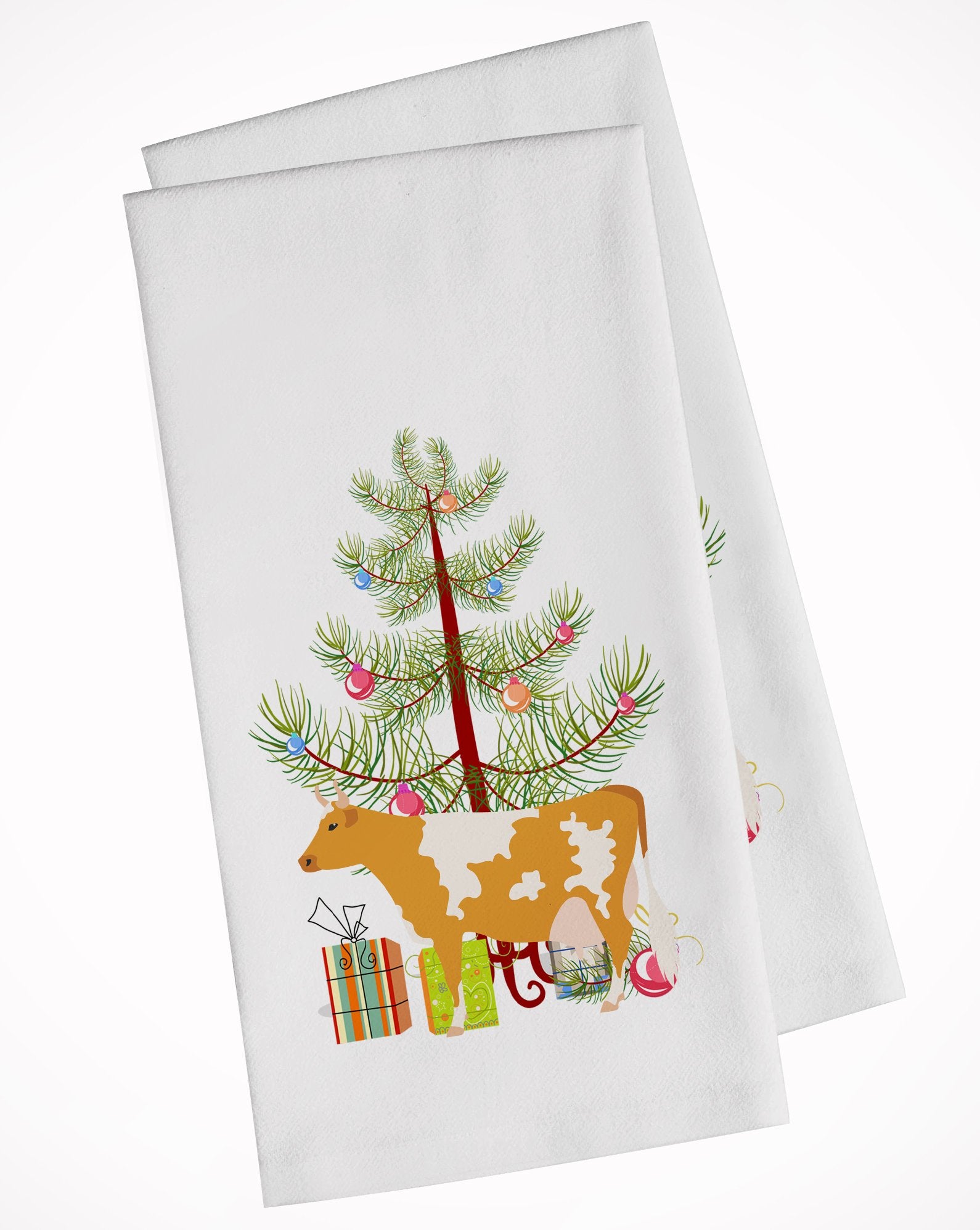 Guernsey Cow Christmas White Kitchen Towel Set of 2 BB9188WTKT by Caroline's Treasures