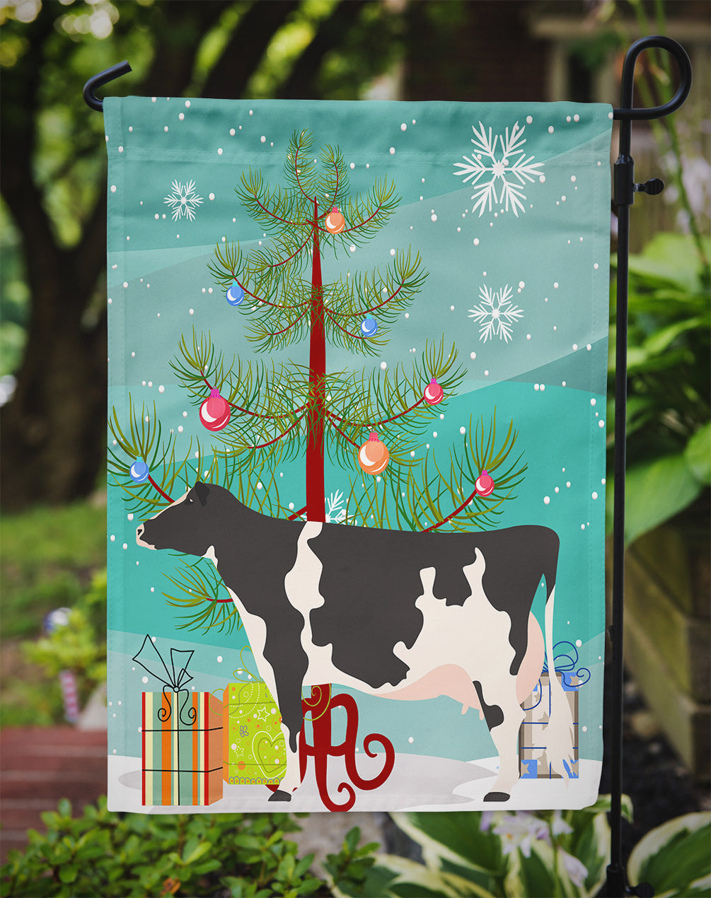 Holstein Cow Christmas Flag Garden Size BB9189GF  the-store.com.