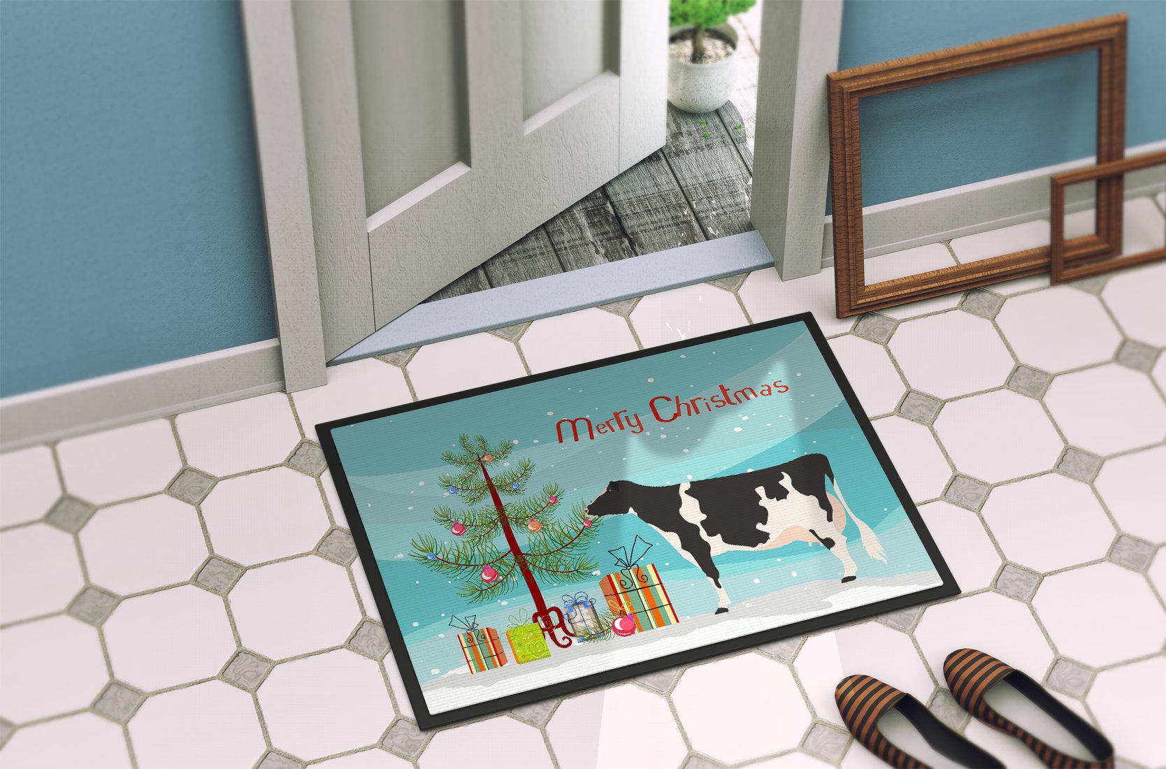 Holstein Cow Christmas Indoor or Outdoor Mat 24x36 BB9189JMAT by Caroline's Treasures