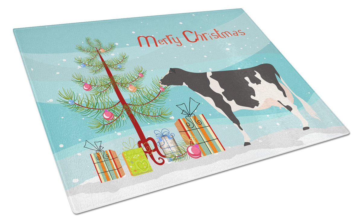 Holstein Cow Christmas Glass Cutting Board Large BB9189LCB by Caroline&#39;s Treasures