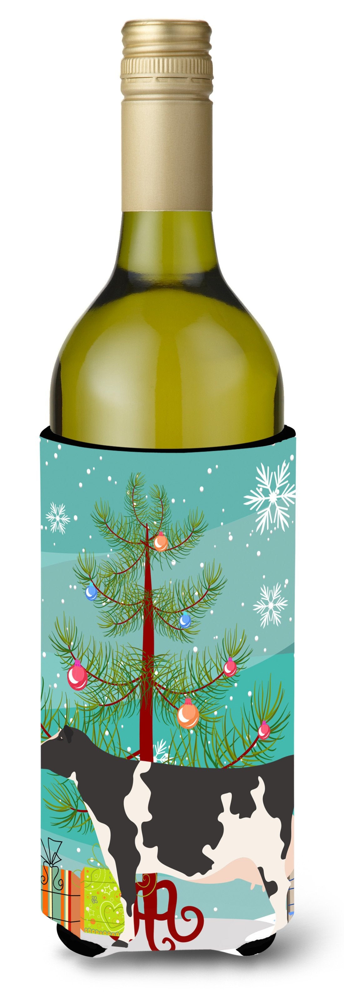 Holstein Cow Christmas Wine Bottle Beverge Insulator Hugger BB9189LITERK by Caroline&#39;s Treasures