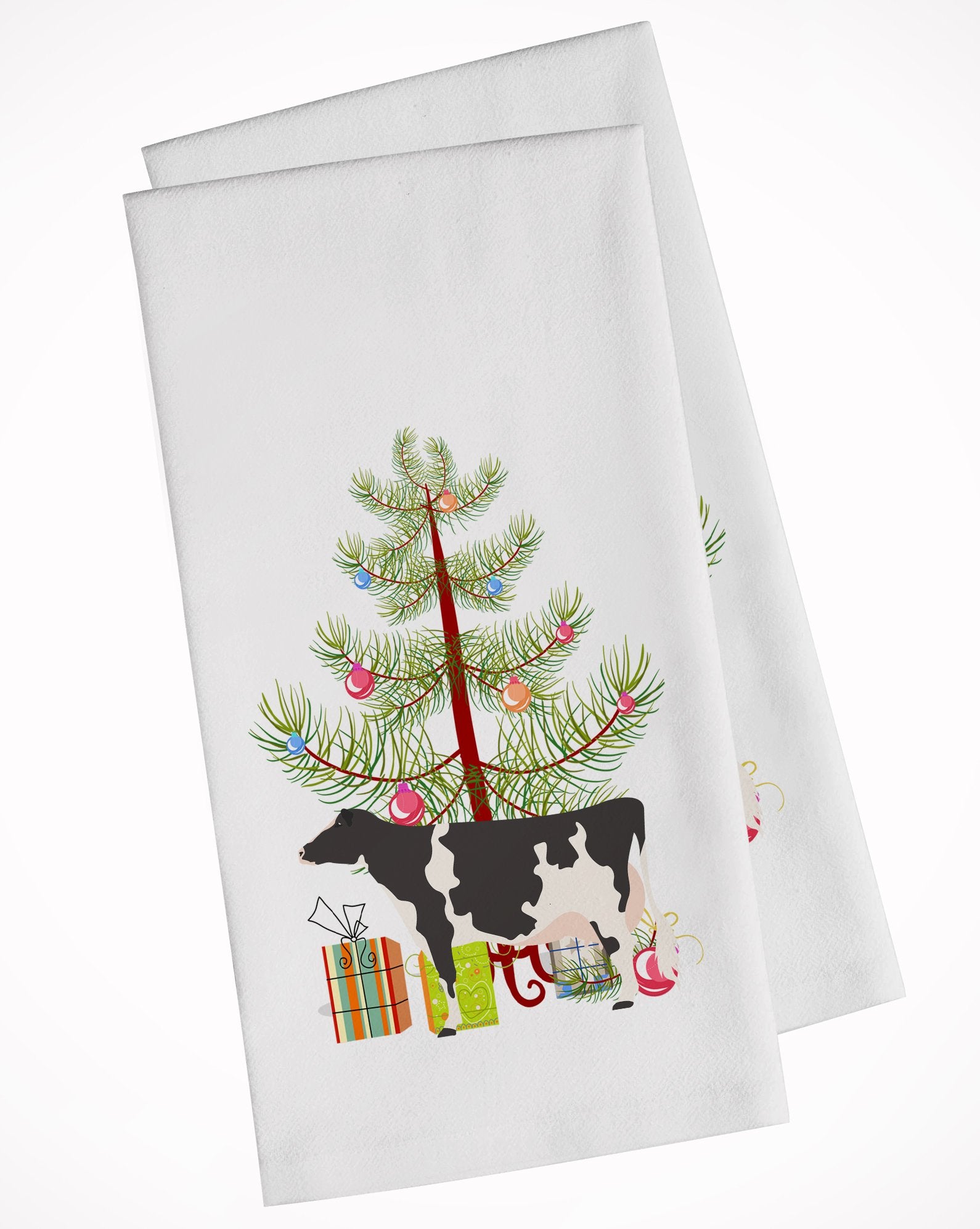 Holstein Cow Christmas White Kitchen Towel Set of 2 BB9189WTKT by Caroline's Treasures