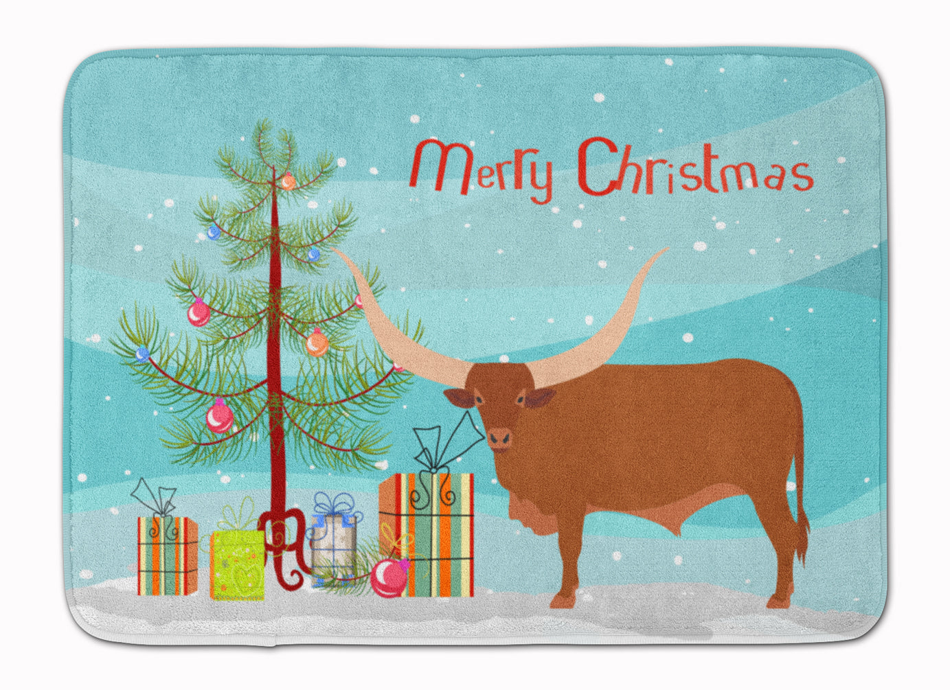 Ankole-Watusu Cow Christmas Machine Washable Memory Foam Mat BB9190RUG - the-store.com