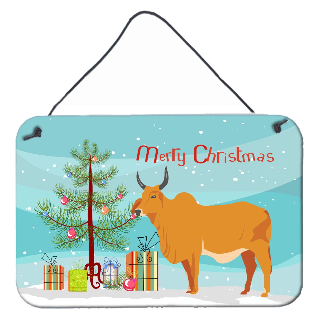 Zebu Indicine Cow Christmas Wall or Door Hanging Prints BB9192DS812 by Caroline's Treasures