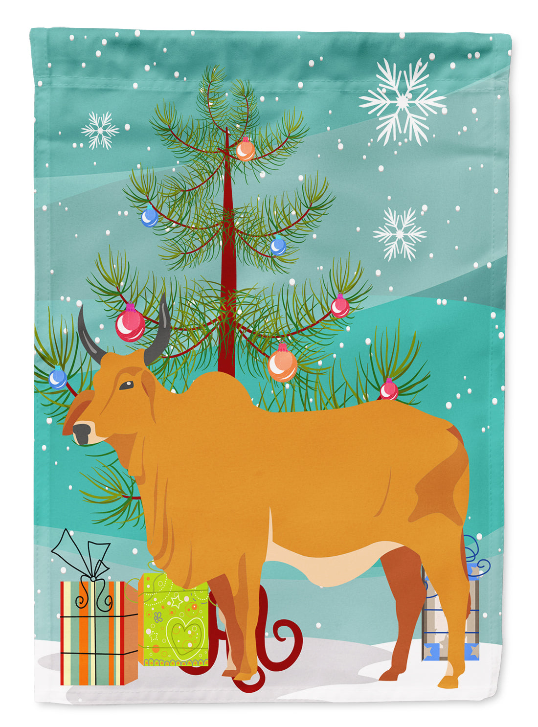 Zebu Indicine Cow Christmas Flag Garden Size BB9192GF  the-store.com.