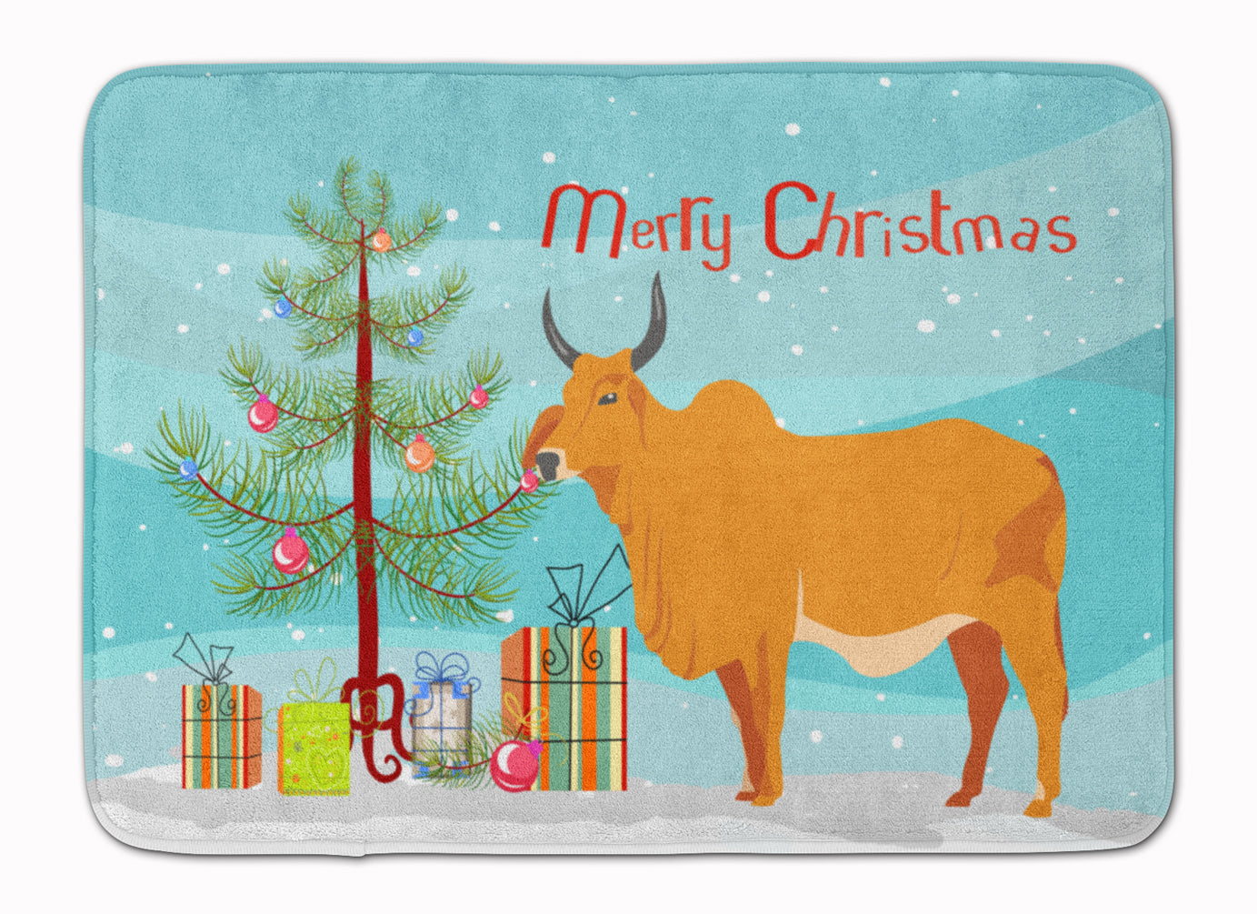 Zebu Indicine Cow Christmas Machine Washable Memory Foam Mat BB9192RUG - the-store.com