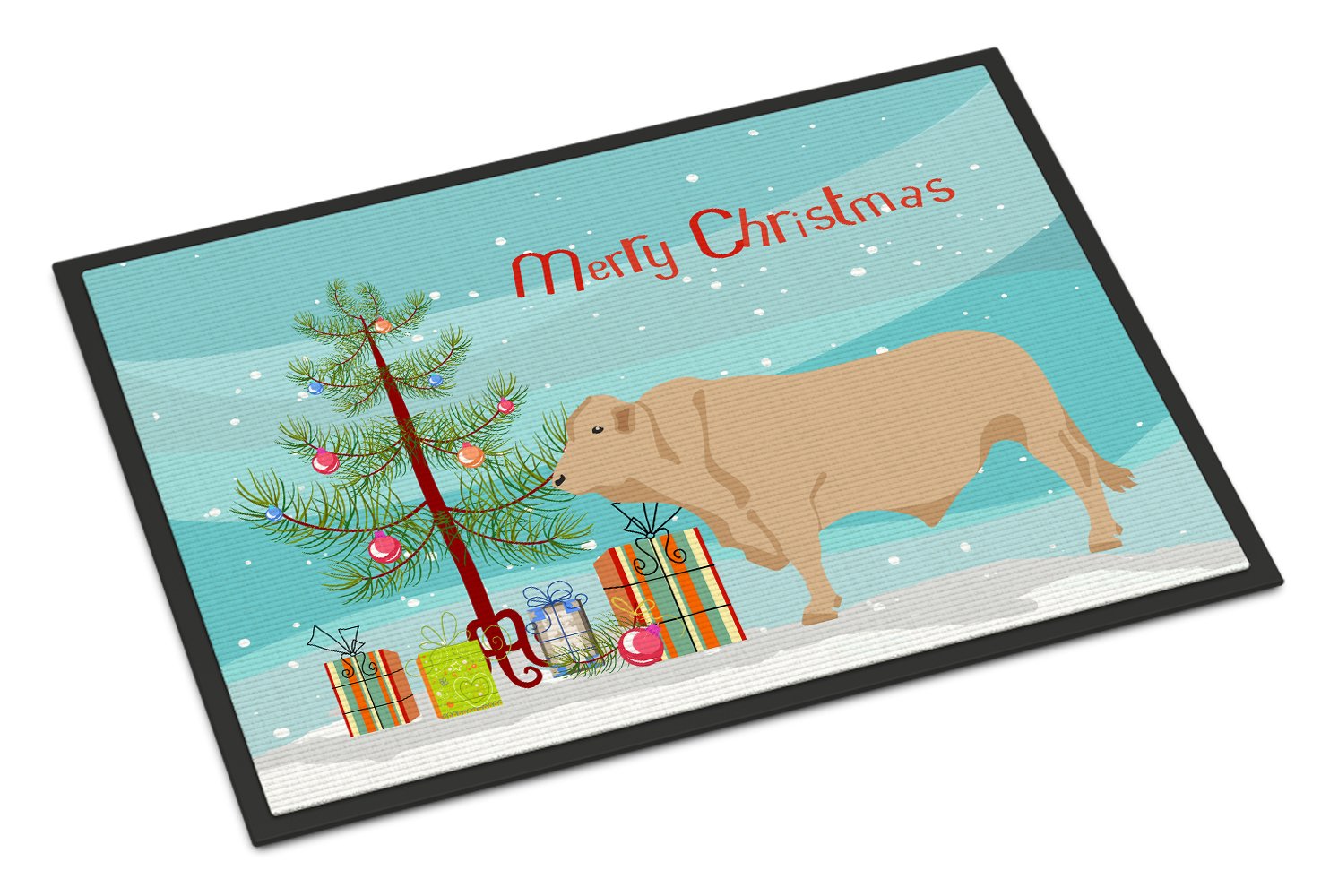 Charolais Cow Christmas Indoor or Outdoor Mat 24x36 BB9193JMAT by Caroline's Treasures