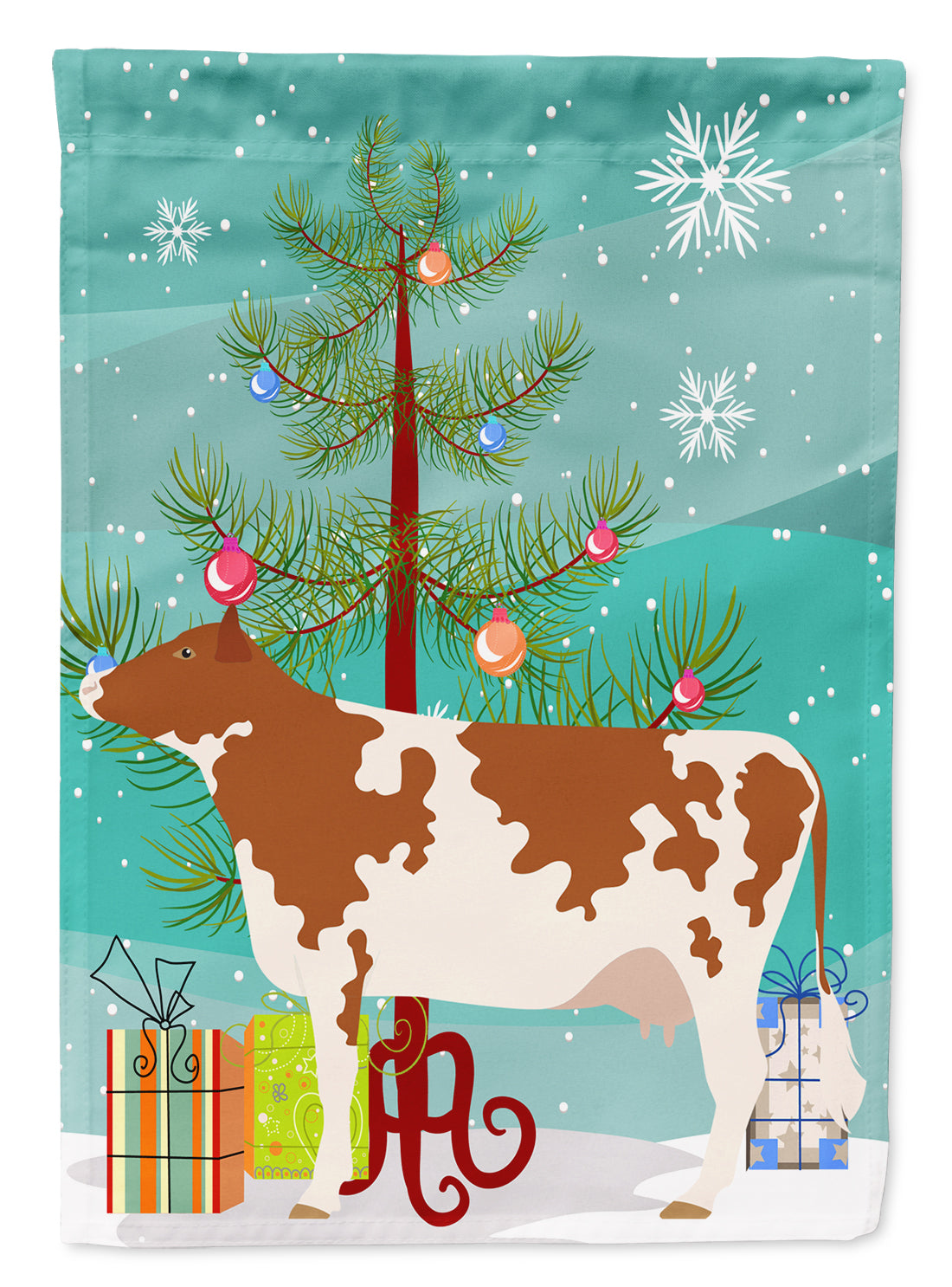 Ayrshire Cow Christmas Flag Garden Size BB9194GF  the-store.com.