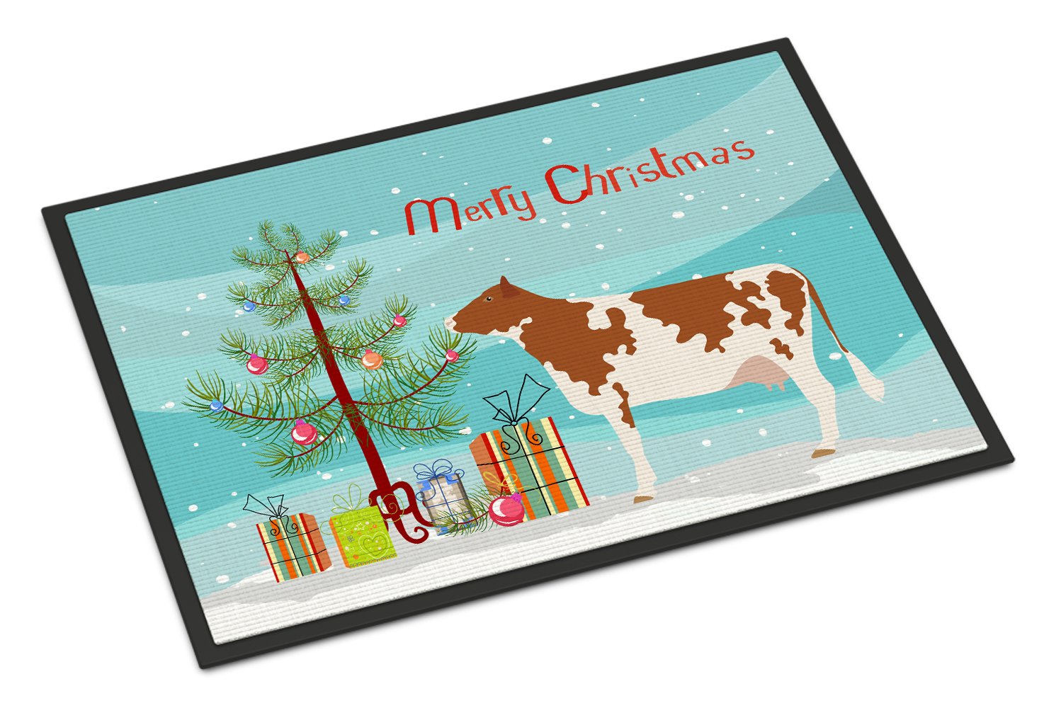 Ayrshire Cow Christmas Indoor or Outdoor Mat 24x36 BB9194JMAT by Caroline's Treasures