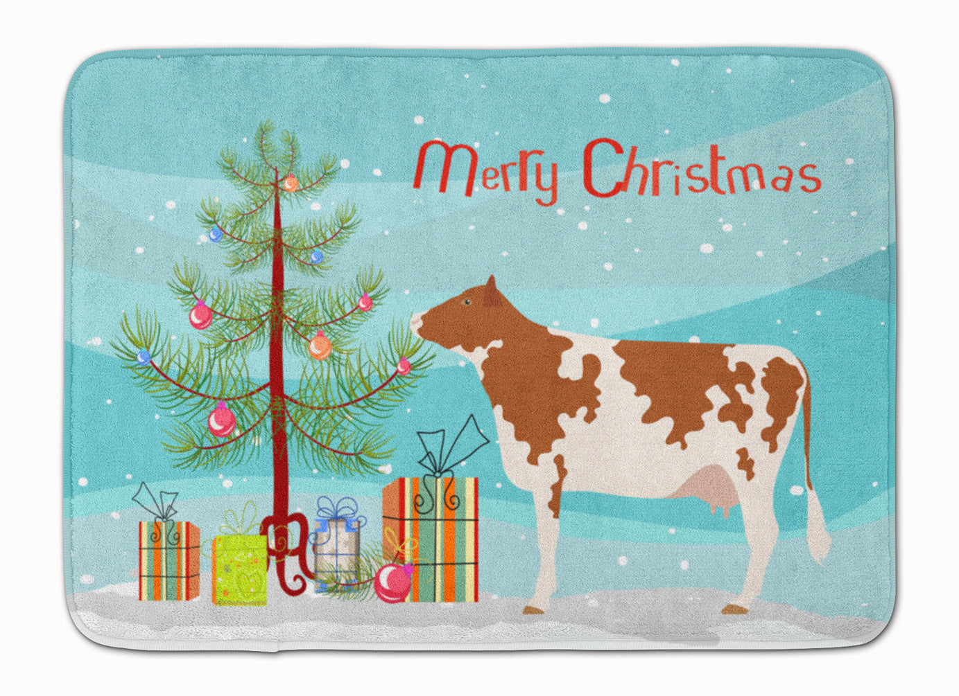 Ayrshire Cow Christmas Machine Washable Memory Foam Mat BB9194RUG - the-store.com