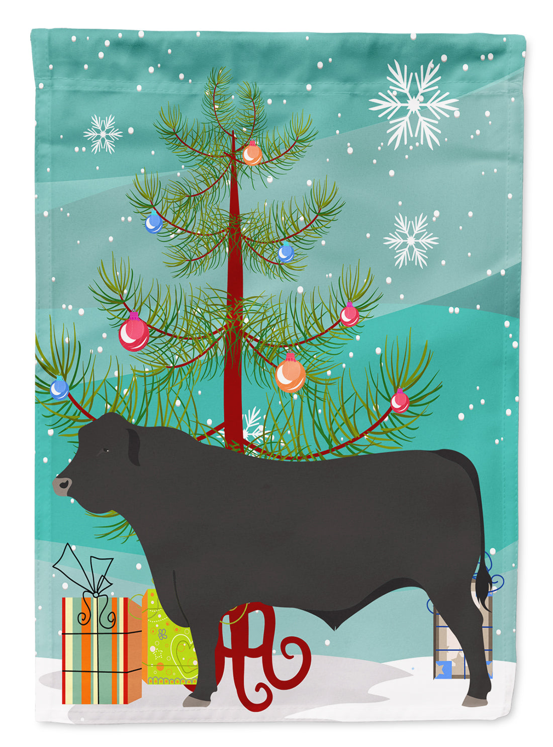 Black Angus Cow Christmas Flag Garden Size BB9195GF  the-store.com.