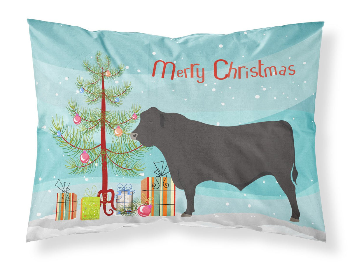 Black Angus Cow Christmas Fabric Standard Pillowcase BB9195PILLOWCASE by Caroline&#39;s Treasures