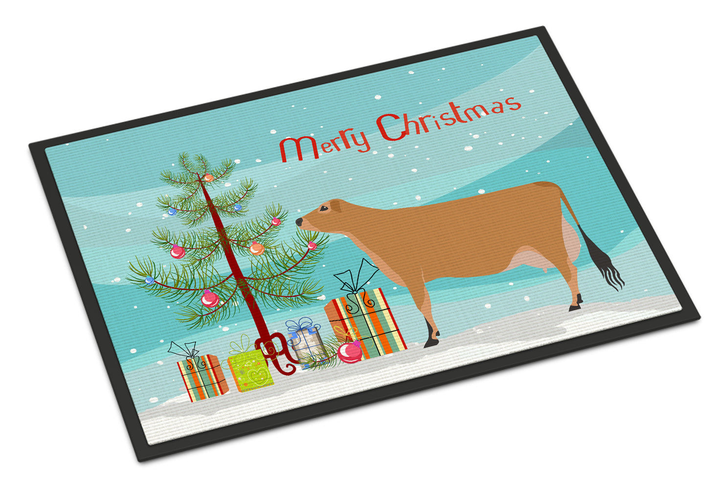 Jersey Cow Christmas Indoor or Outdoor Mat 18x27 BB9196MAT - the-store.com