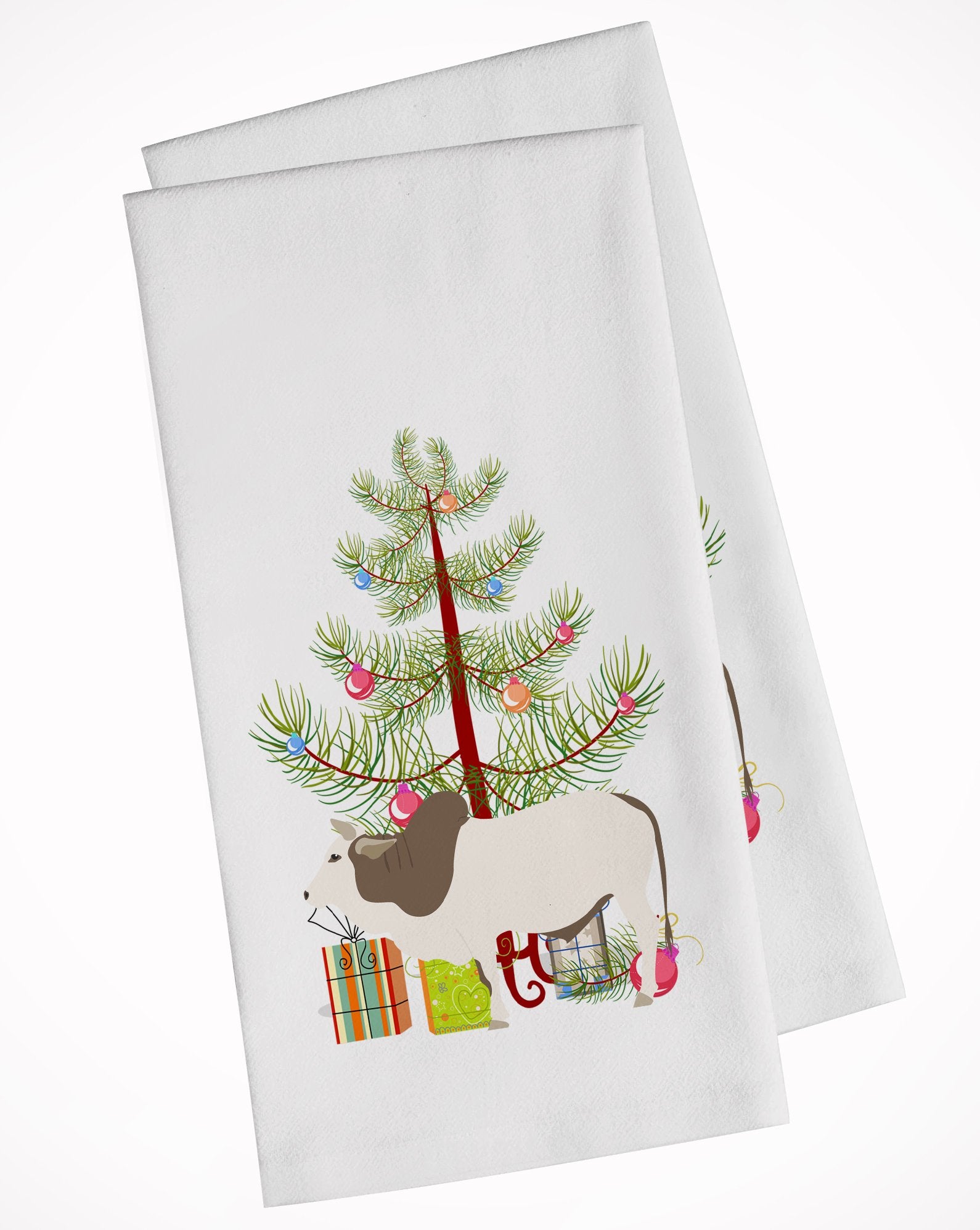 Malvi Cow Christmas White Kitchen Towel Set of 2 BB9197WTKT by Caroline's Treasures