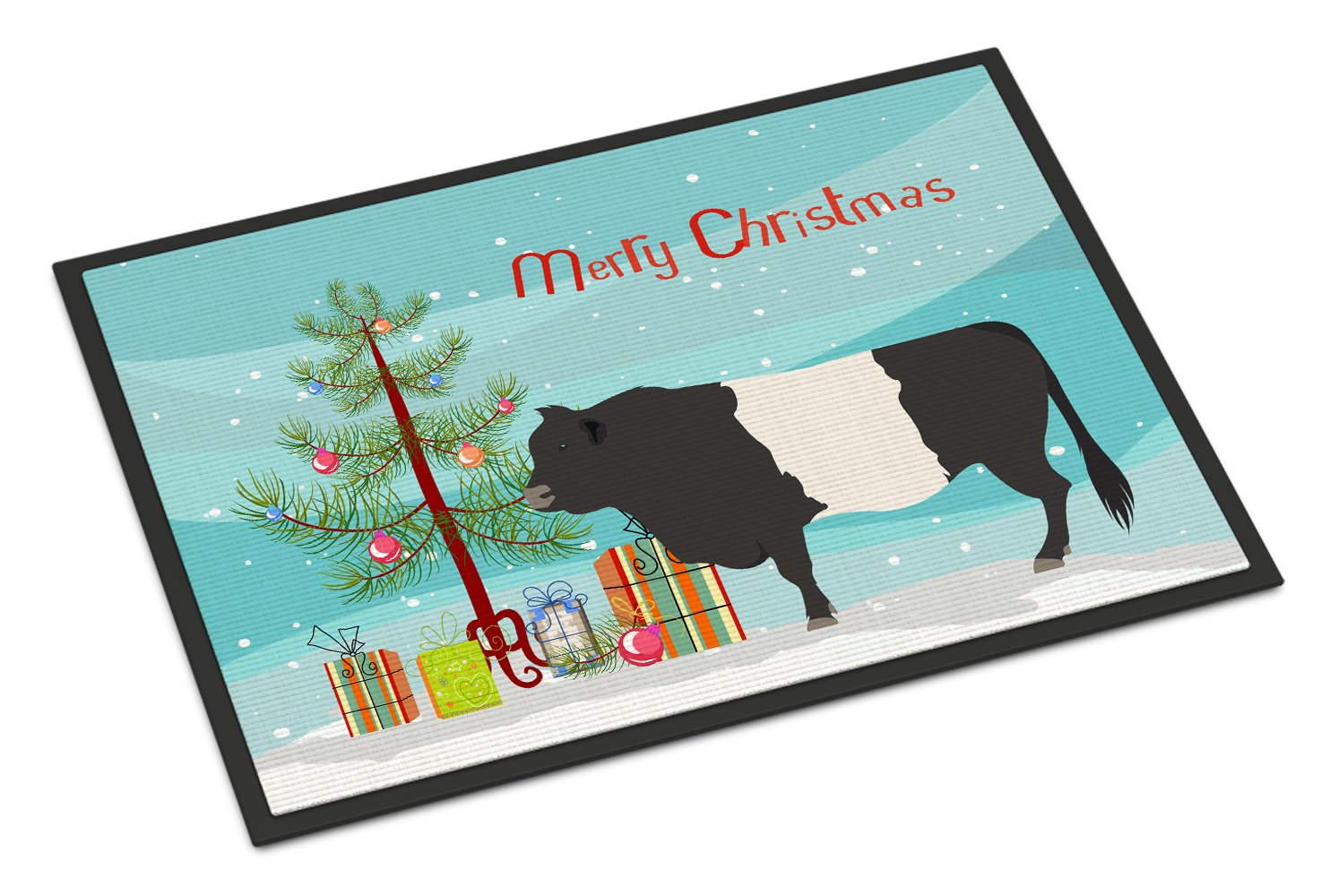 Belted Galloway Cow Christmas Indoor or Outdoor Mat 24x36 BB9198JMAT by Caroline's Treasures