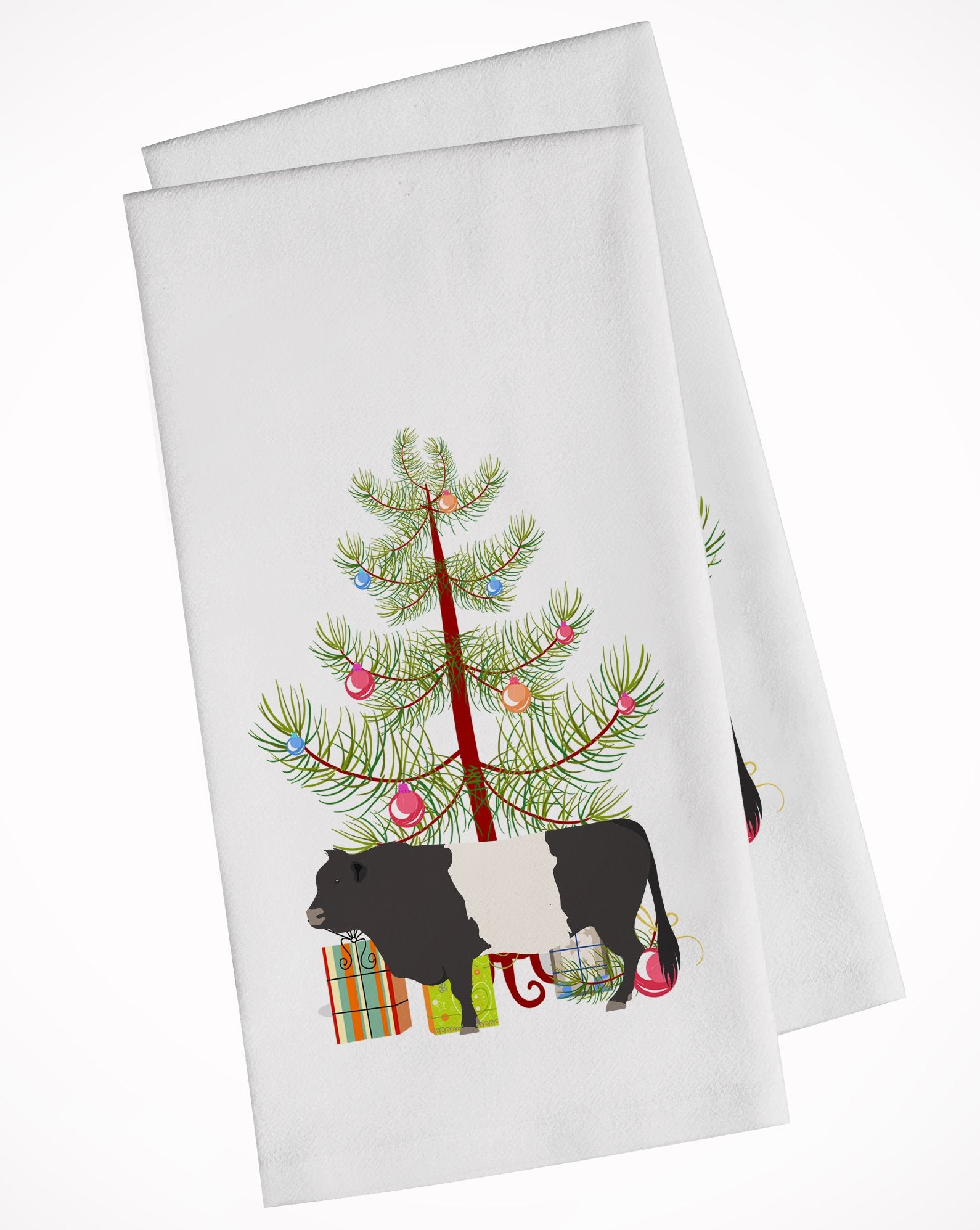 Belted Galloway Cow Christmas White Kitchen Towel Set of 2 BB9198WTKT by Caroline's Treasures