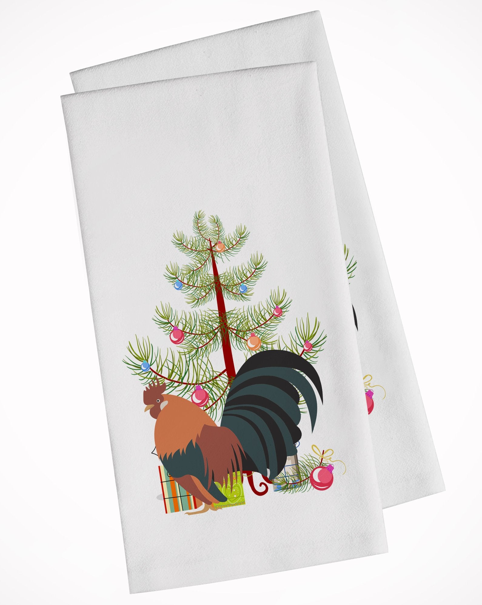 Dutch Bantam Chicken Christmas White Kitchen Towel Set of 2 BB9203WTKT by Caroline's Treasures