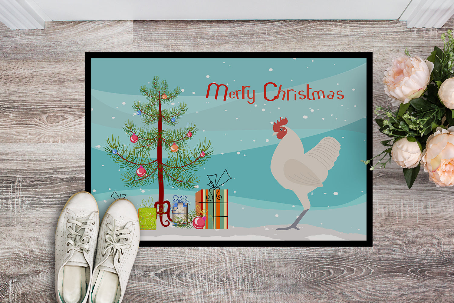 German Langshan Chicken Christmas Indoor or Outdoor Mat 18x27 BB9204MAT - the-store.com