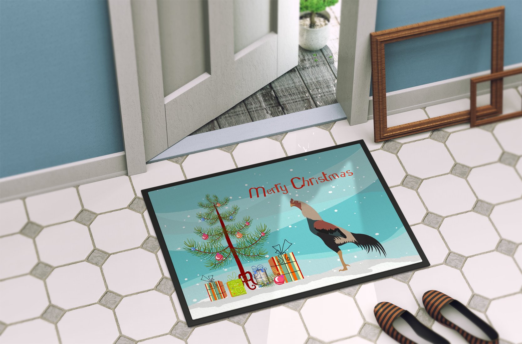 Kulang Chicken Christmas Indoor or Outdoor Mat 24x36 BB9205JMAT by Caroline's Treasures