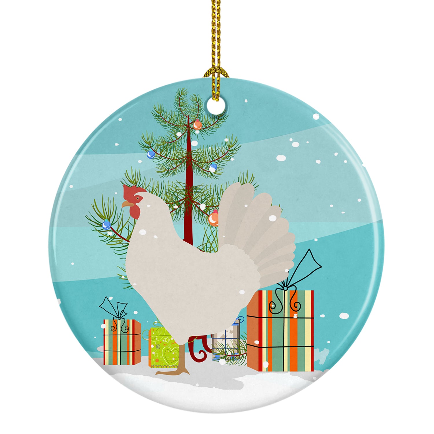 Leghorn Chicken Christmas Ceramic Ornament BB9207CO1 - the-store.com