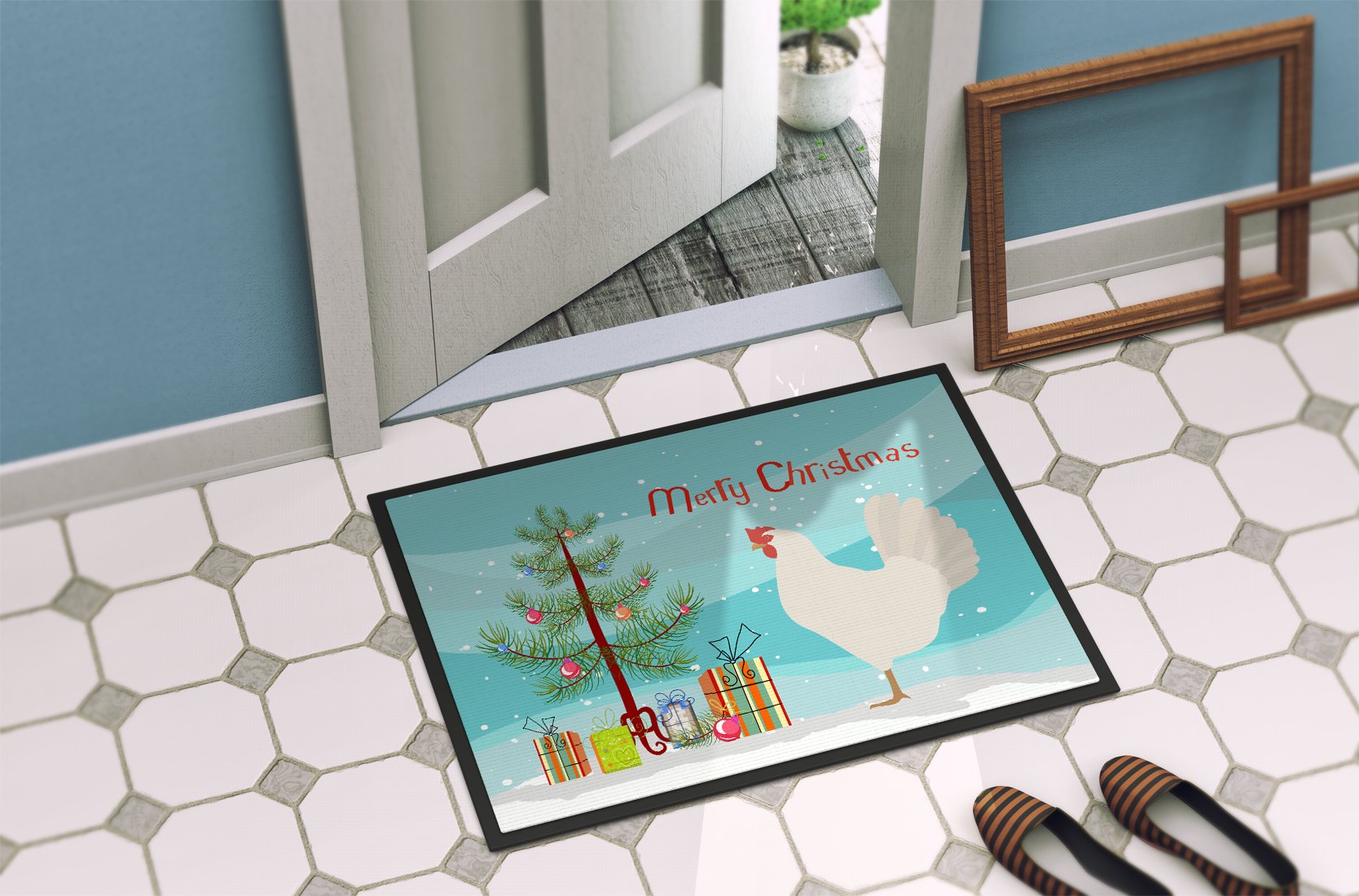 Leghorn Chicken Christmas Indoor or Outdoor Mat 24x36 BB9207JMAT by Caroline's Treasures