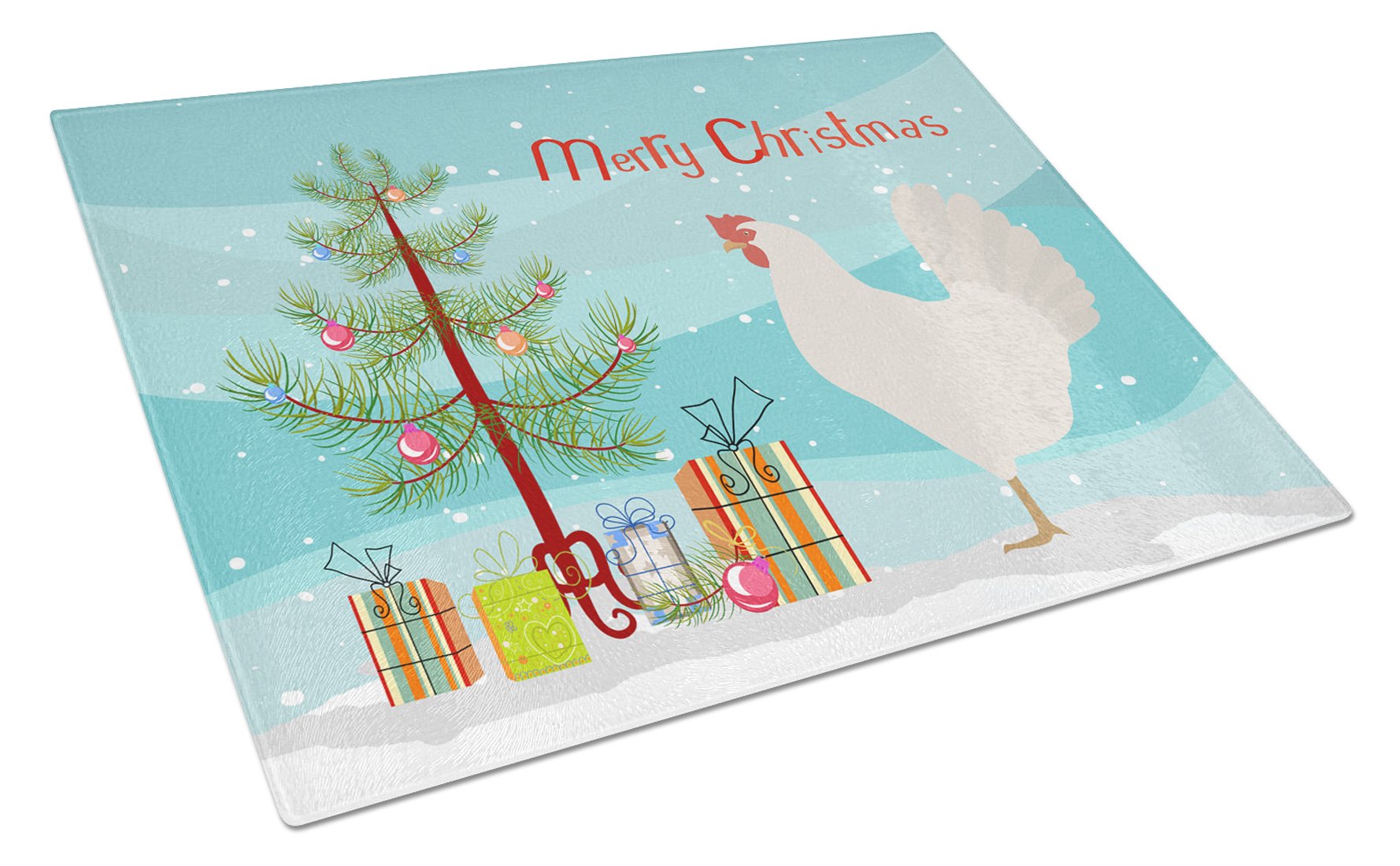 Leghorn Chicken Christmas Glass Cutting Board Large BB9207LCB by Caroline's Treasures