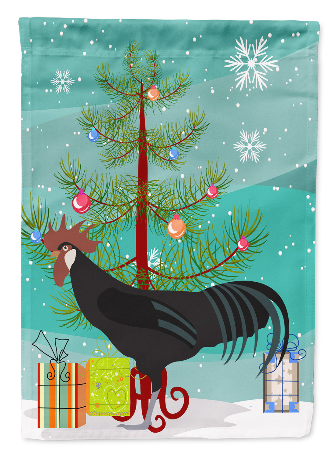 Minorca Ctalalan Chicken Christmas Flag Garden Size BB9208GF  the-store.com.