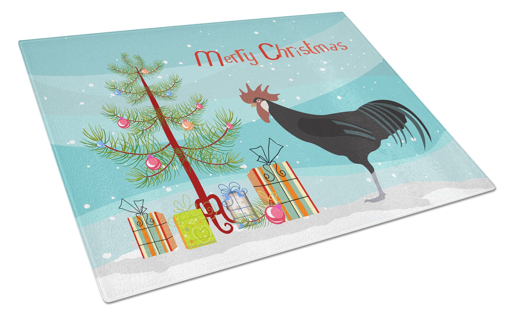 Minorca Ctalalan Chicken Christmas Glass Cutting Board Large BB9208LCB by Caroline's Treasures