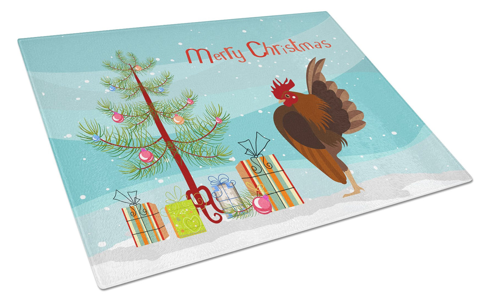 Malaysian Serama Chicken Christmas Glass Cutting Board Large BB9209LCB by Caroline's Treasures