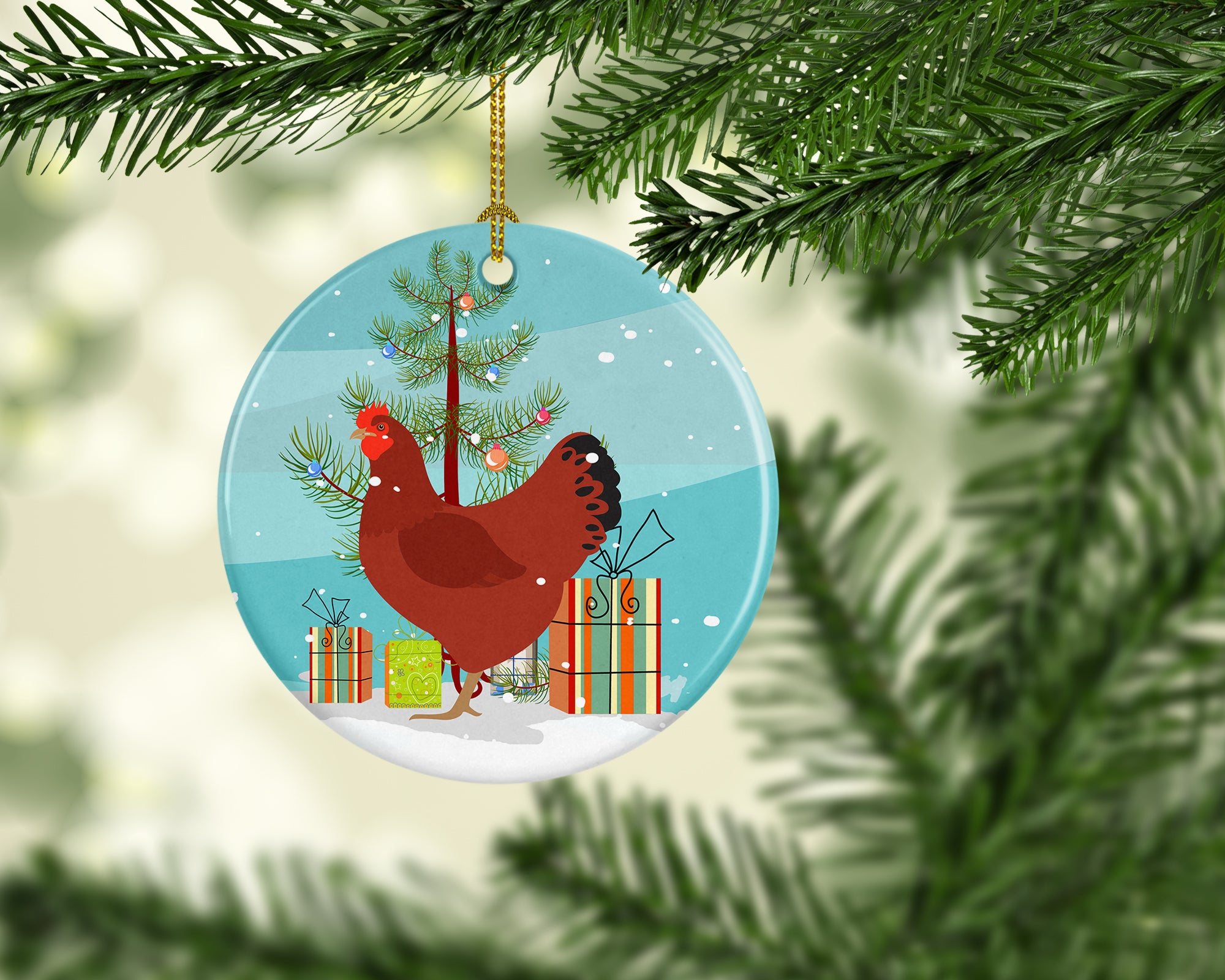 New Hampshire Red Chicken Christmas Ceramic Ornament BB9210CO1 - the-store.com