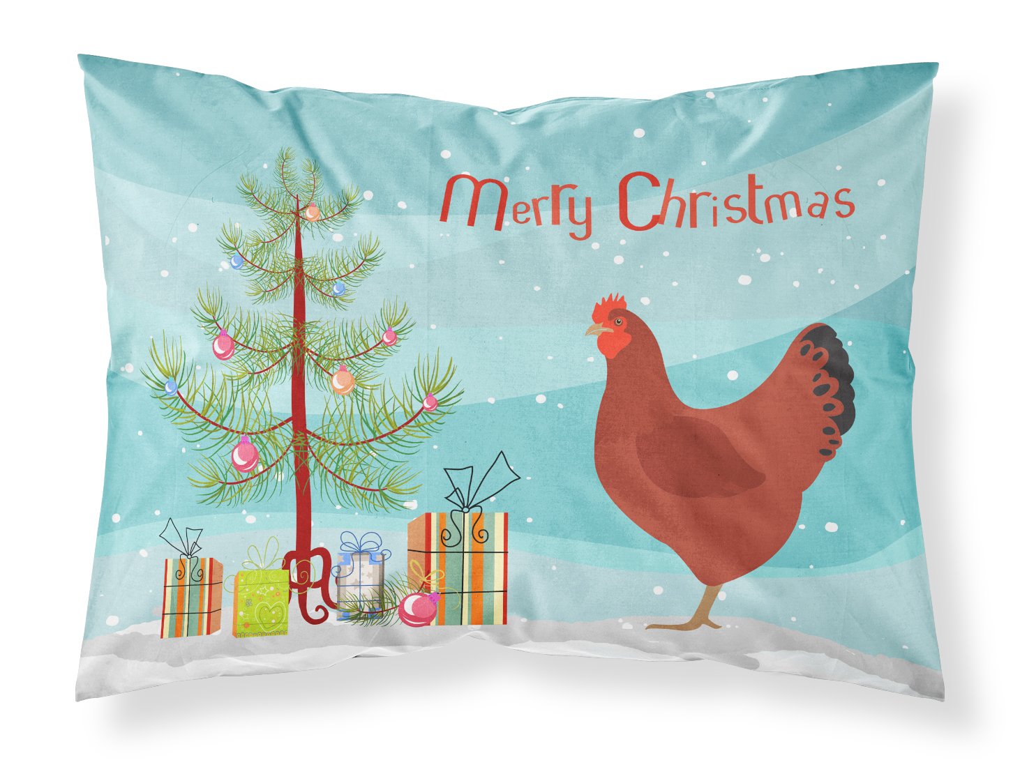 New Hampshire Red Chicken Christmas Fabric Standard Pillowcase BB9210PILLOWCASE by Caroline's Treasures