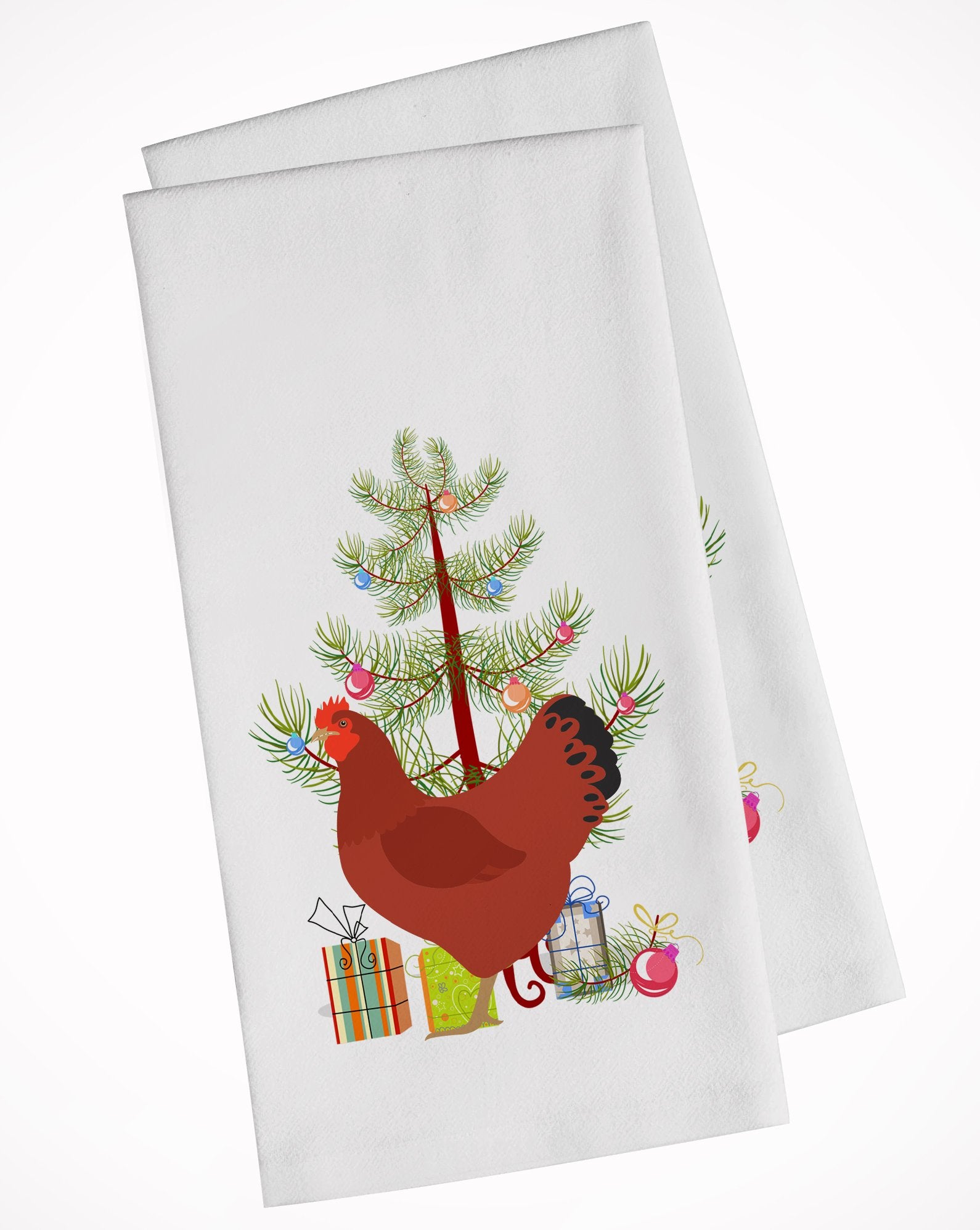 New Hampshire Red Chicken Christmas White Kitchen Towel Set of 2 BB9210WTKT by Caroline's Treasures