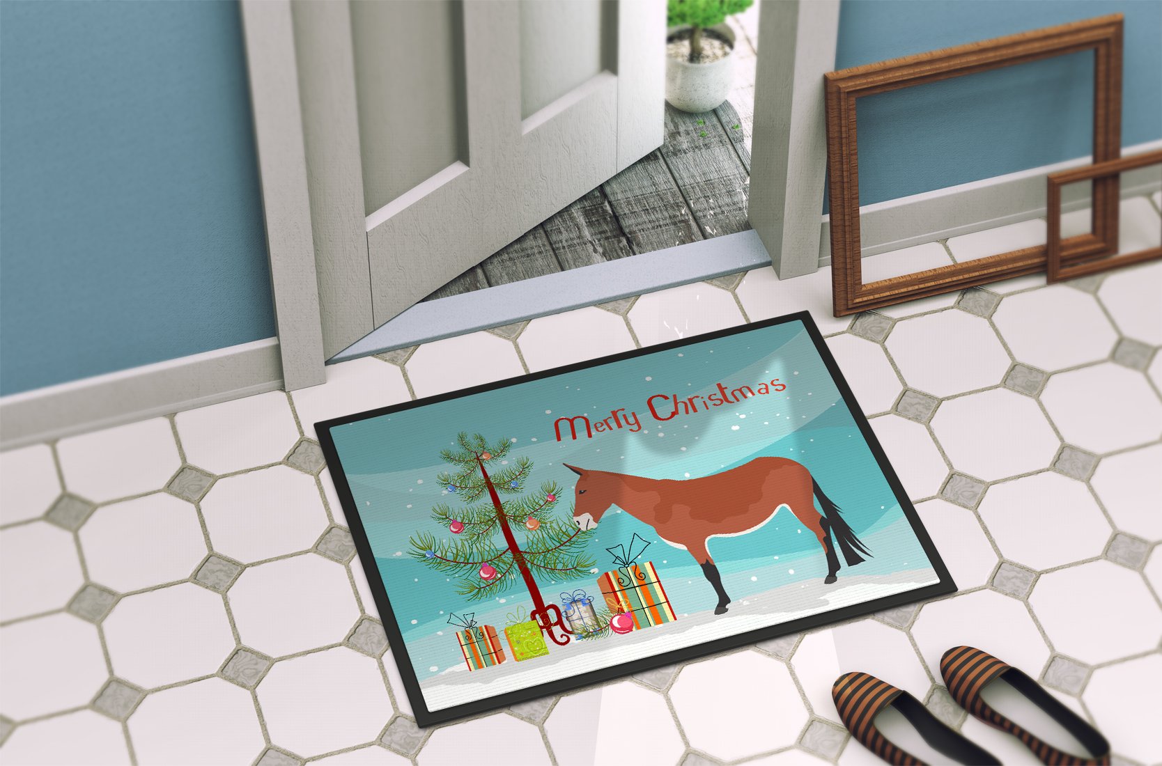 Mule Christmas Indoor or Outdoor Mat 24x36 BB9212JMAT by Caroline's Treasures