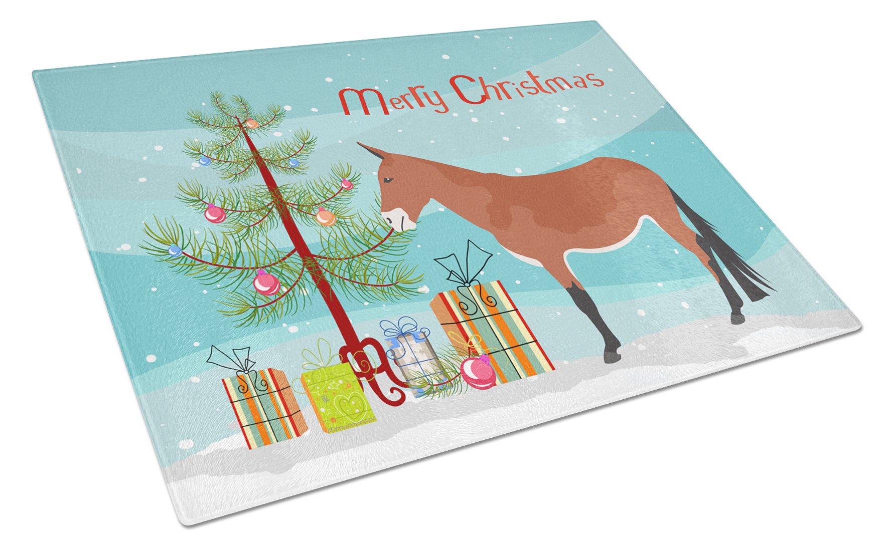 Mule Christmas Glass Cutting Board Large BB9212LCB by Caroline's Treasures